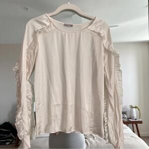 Zara Cream Ruffle Long Sleeve Top